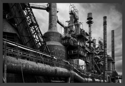 Rusting pipes and stacks at Bethlehem Steel Mill.