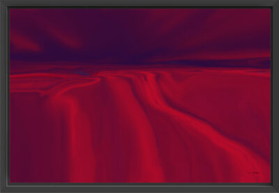 Dramatic cliffs and sky in red and blue.